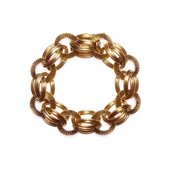18ct yellow gold oval and round link chain bracelet